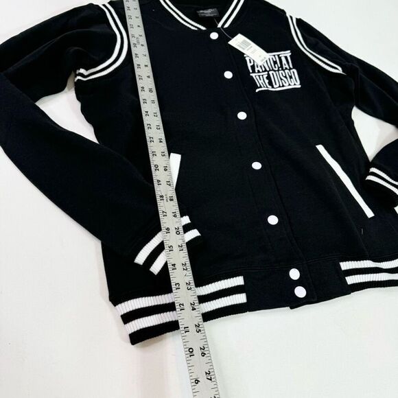 Panic! At The Disco Manhead Jacket Mens Large Black Varsity Button-Front New - Picture 3 of 9